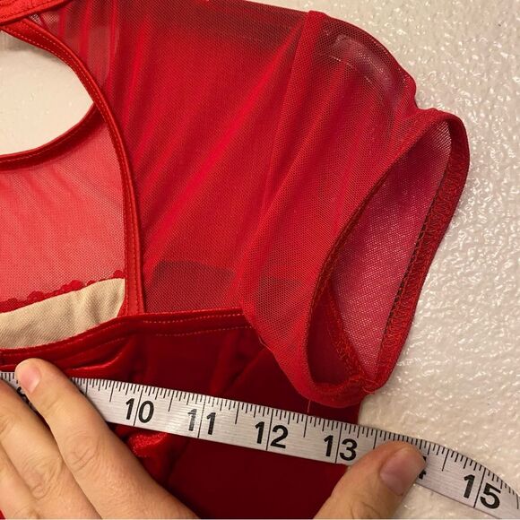 Weissman Dance costume red bling fringe velvet dress Could Have Been Me 14906 MC - Picture 6 of 9